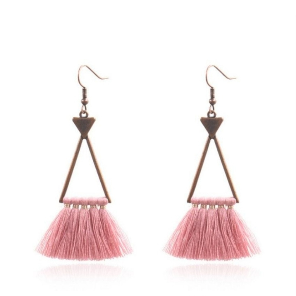 Boho Tassel Triangle Earrings - Picture 1 of 2